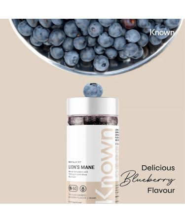 Lions Mane 1000mg Mushroom Gummies by Known | Nootropic Supplement for Cognition, Mood, Immunity & Inflammation | Blueberry Flavour | 60 Vegan Gummies - Buy Online on GoSupps.com