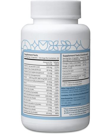 Pattern Wellness Prenatal Complex for Women Prenatal Vitamin with DHA, Folate, Iron, Probiotics & Biotin Support from Preconception to Postpartum - 90 Capsules 90 Count (Pack of 1) - Buy Online on GoSupps.com
