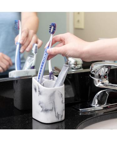 ZCCZ White Marble Toothbrush Holder - Elegant Bathroom Organizer for Electric Brushes & Makeup - No Removable Tray - Buy Online on GoSupps.com