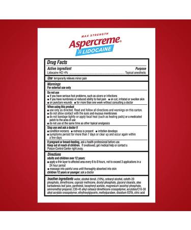 Aspercreme Pain Relief Foot Cream - 4% Lidocaine Max Strength, Fragrance-Free, 4 oz - Buy Online on GoSupps.com