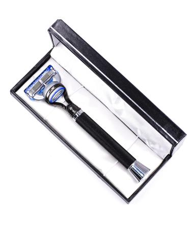 Buy Parker Deluxe Black Gillette Fusion Razor - Long Textured Handle for Ultimate Shaving Precision | International Shipping Available - Buy Online on GoSupps.com