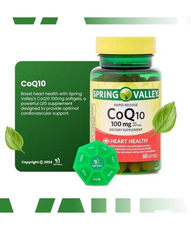 Rapid-Release CoQ10 100 mg Softgels - 60 Count + Exclusive Vitamins & Minerals Bundle | A to Z Guide & Weekly Pill Organizer - Shop Internationally - Buy Online on GoSupps.com