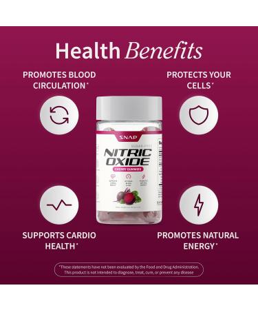 Snap Supplements Nitric Oxide Beet Root Gummies + Nitric Oxide Booster Bundle 60 Cherry Gummies + 90 Vegetarian Capsules - Buy Online on GoSupps.com