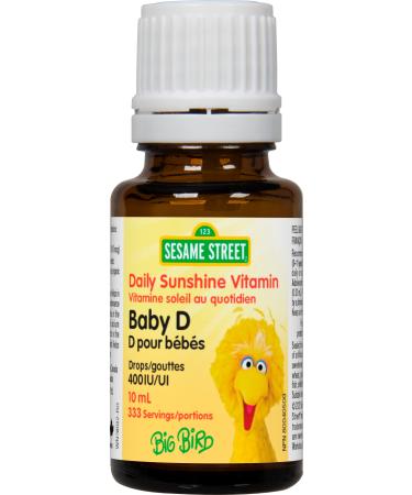Sesame Street Daily Sunshine Vitamin Baby D3 Drops by Webber Naturals 333 Servings Unflavoured 400 IU of Vitamin D per Drop