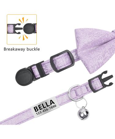 LaReine Plaid Print Breakaway Cat Collar with Bell & Bow Tie - Adjustable Safety Collar for Kittens - Purple Bling Option - Buy Online on GoSupps.com