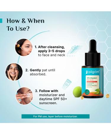 10% Vitamin C Face Serum by Pilgrim | Anti Aging Facial Serum with 5% Niacinamide & Kakadu Plum | Reduces Fine Lines Smooths Skin Texture & Improves Radiance | 1.01 Fl Oz (30ml) - Buy Online on GoSupps.com
