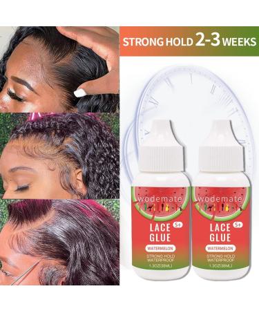 Lace Wig Glue|Adhesive Strong Hold Invisible Bonding|Hair Glue for Wigs Waterproof Latex-Free|Oil-Resistant Glue for Lace Front Wig Poly Hairpieces Toupee and Cosmetic Hair Systems1.3OZ watermelon - Buy Online on GoSupps.com