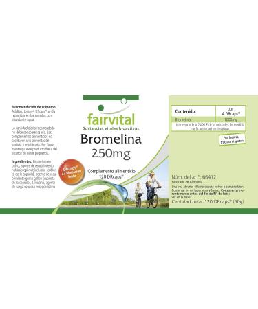 Fairvital | Bromelain 250mg VEGAN - Highly dosed - 1000mg per daily dose - 120 DRCaps - 600 FIP - pineapple enzyme - Buy Online on GoSupps.com