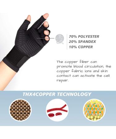 Thx4COPPER Compression Arthritis Gloves with Strap - Small-Medium Size for Carpal Tunnel Support & Typing Relief - Buy Online on GoSupps.com