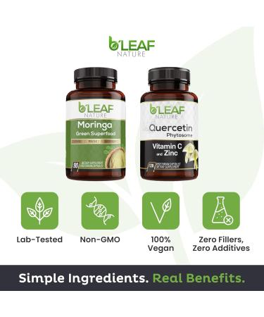 B'LEAF NATURE Moringa and Quercetin Bundle - Non-GMO Vegan High Absorption Capsules - 1000mg Quercetin Phytosome Blend + 1000mg Moringa - Natural Energy Wellness and Immune Support Supplements - Buy Online on GoSupps.com