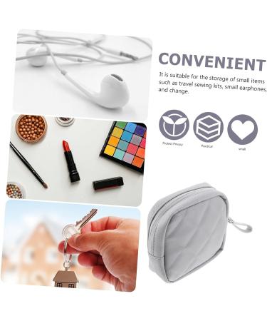 GLEAVI Mini Makeup Kit & Period Pouch - Portable Storage Bag for Women - Pu Grey Leather - 13x13cm - Buy Online on GoSupps.com
