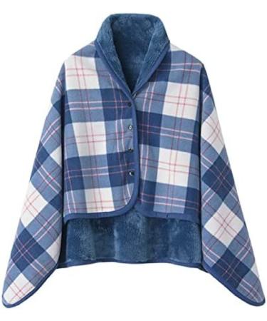 Winter Wheelchair Blanket Wheelchair Blanket Leg Cover Wearable Thickening Old Man Shawl Wheelchair Cosy Fleece Blanket Warm Lap Blankets for Any Season Especially Winter Blue Lattice 80* Blue Lattice 80*130cm