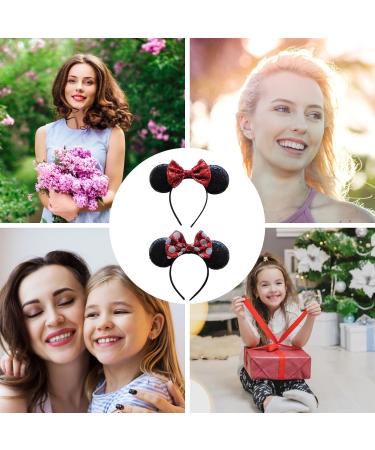 Bbborvox 2 Pieces Mouse Ears Headband Sparkly Bow Headbands Mouse Ears Mouse ears wears a headband for Shiny Headband for Girls Women Fancy Dress Costume Head Band - Buy Online on GoSupps.com