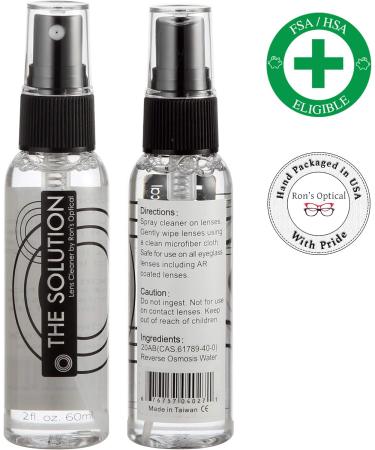 Solution Lens Cleaner Spray | Alcohol-Free 2oz Eyeglass Lens Cleaning Pack 6 with 3 Microfiber Cloths - Buy Online on GoSupps.com