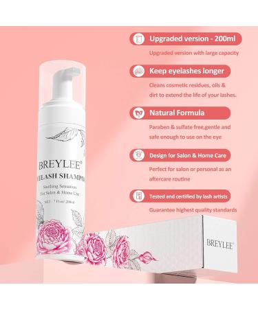 Buy Breylee Eyelash Shampoo - 200ml Eyelash Care for Salon & Home Use Eyelash Extension Makeup Remover with 2 Brushes | International Shipping - Buy Online on GoSupps.com