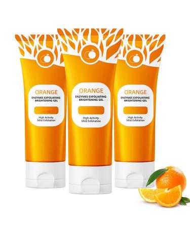 Explcior Orange Exfoliating Gel Natural Gentle Exfoliating Orange for Face Facial Scrub Cleanser Brightening Scrub Gel for Face and Body Deep Pore Cleansing (3 pcs)