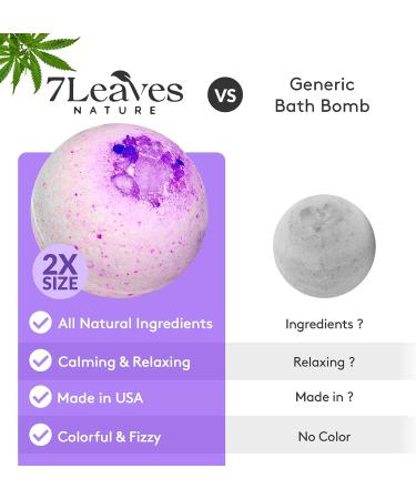 7Leaves Nature Hemp Lavender Bath Bomb - All-Natural Large 6oz. Fizzies for Skin Moisturizing & Relaxing Bubble Spa Bath - Handmade Gift for Birthday, Mothers Day, Valentines, Anniversary & Christmas - Buy Online on GoSupps.com