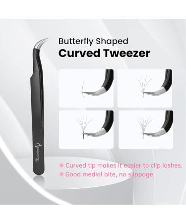 Beauty7 Curved Eyelash Extension Tweezers - Precision Bent Stainless Steel with Case | Ideal for Professional Use - Buy Online on GoSupps.com