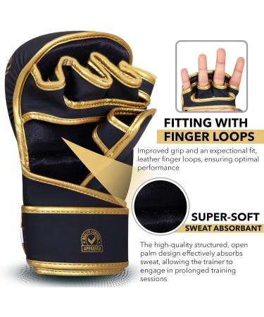 Beast Rage MMA Gloves for Men & Women - Adjustable Wrist Support Open Palm for Martial Arts Grappling and Sparring | S/M Gold - Buy Online on GoSupps.com