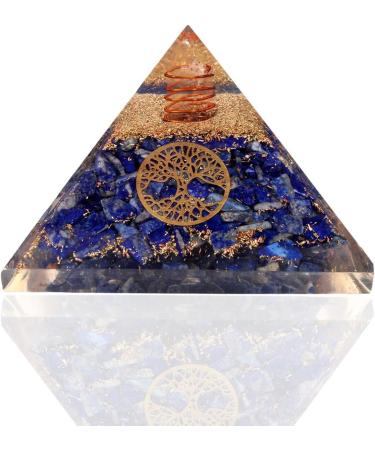 Tree of Life Lapis Lazuli Orgonite Pyramid - Handmade Crystal for Positive Energy and Balance in Home or Office Decor - Buy Online on GoSupps.com