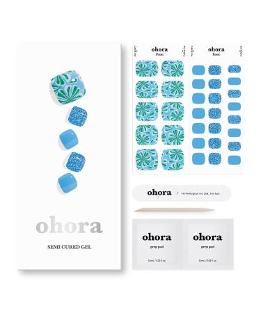 ohora Semi Cured Gel Pedi Strips (P Jjokbit) - Works with Any Pedi Lamps  Salon-Quality  Long Lasting  Easy to Apply & Remove - Includes 2 Prep Pads  Pedi File & Wooden Stick
