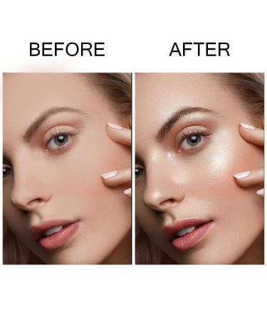 Boobeen Highlighter Powder Makeup - Shimmer Face Brightener with Sponge Head - Glitter Contour Powder for Face & Body - Natural White Highlighter - Buy Online on GoSupps.com