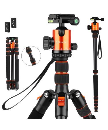 VICTIV 80" Camera Tripod, DSLR Tripod for Travel, Aluminum Heavy Duty Tripod Stand with 360 Ball Head, Camera Tripods & Monopods with Carry Bag, Professional Tripod for Canon Nikon -AT40 Orange - Buy Online on GoSupps.com