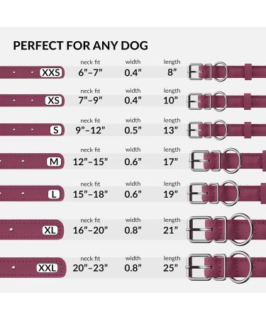 Collardirect Round Leather Dog Collar - Softly Padded Handmade Real Leather for Dogs & Cats - Available in Black Pink Red Purple Blue - Sizes 15-18 cm - Buy Online on GoSupps.com