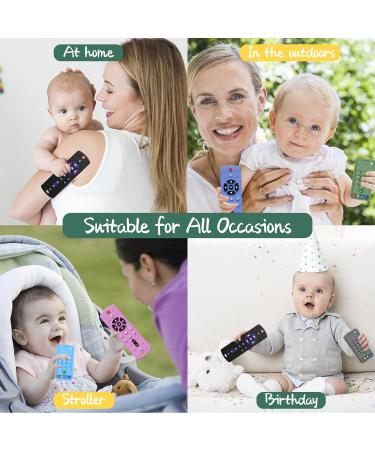 2 Pack TV Remote & Mobile Phone Teething Toys for Babies 6-24 Months - BPA Free Silicone Chew Toy Set for Boys & Girls - Soothe Gums & Provide Relief - Black+Purple - Buy Online on GoSupps.com