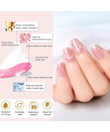 Semi Cured Gel Nail Strips - 18PCS Semi Cured Nail Wraps - Long Lasting Gel Nail Stickers with Soft Glossy Gel Finish - French Tip Stickers French Manicure Stickers French Tips - Buy Online on GoSupps.com