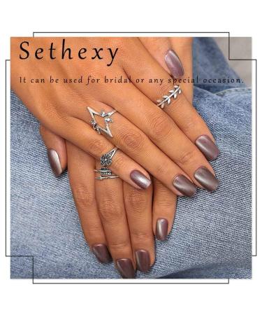 Sethexy Glitter Cat Eye False Nails 24Pcs UV Fake Nails - RosyBrown - Buy Online on GoSupps.com