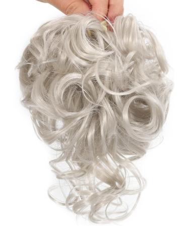Light Grey Wavy Curly Messy Bun Hair Chignon Clip - Synthetic Hair Updo for Women & Girls - Buy Online on GoSupps.com