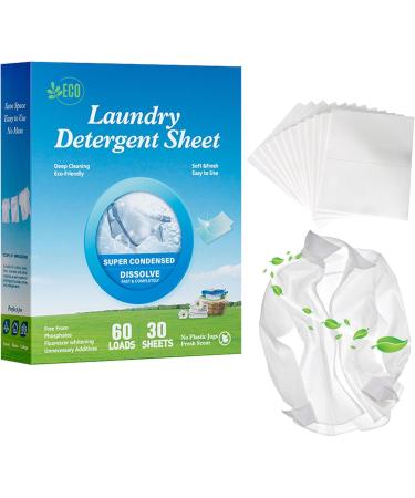 ROWCES Washer Sheets Detergent Natural Washer Detergent Sheets with Scent - Multifunctional Household Cleaning Supplies Portable Liquid Less Sheets for Clothing Cotton Fabric - Buy Online on GoSupps.com