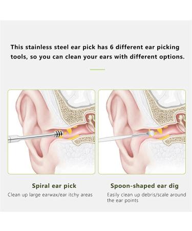 2sets Ear Wax Pickers Stainless Steel Earpick Wax Remover Curette Ear Pick Cleaner Ear Cleaner Spoon Care Ear Clean Tool - Buy Online on GoSupps.com