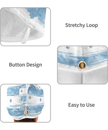 Super Absorbent Whale Striped Hair Towel 2 Pack - Quick Dry Hair Turbans for Women & Girls - Light Blue & White - Buy Online on GoSupps.com