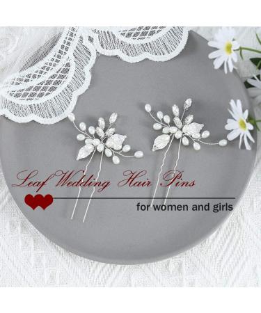 Heread Pearl Bride Wedding Hair Pins - Silver Crystal Bridal Hair Pieces for Women - Pack of 2 - Buy Online on GoSupps.com