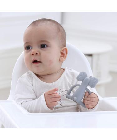 Baby Teether Pacifier - Food Grade Liquid Silicone Teething Toy - BPA Free, Multi-Texture Cute Elephant Design - Soft and Durable (Gray) - Buy Online on GoSupps.com