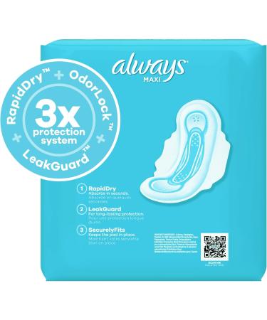 Always Maxi Pads For Women Size 2 Long Super Absorbency With Wings 18 Count Size 2 Size 2 (18 Count) - Buy Online on GoSupps.com