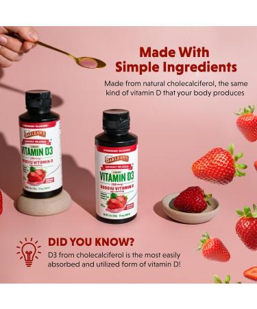 Barlean's Pack of 2 Vitamin D3 Liquid Supplement for Kids and Adults 5000 IU Vitamin D Strawberry Milkshake Non-GMO Gluten and Dairy Free 5.6 oz Each - Buy Online on GoSupps.com