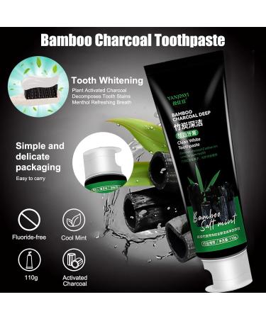 2 Pcs Yanjiayi Bamboo Charcoal Deep Toothpaste Bamboo Charcoal Toothpaste Activated Charcoal Toothpaste Removes Tooth Stains Activated Charcoal Deep Clean With Toothbrushes - Buy Online on GoSupps.com