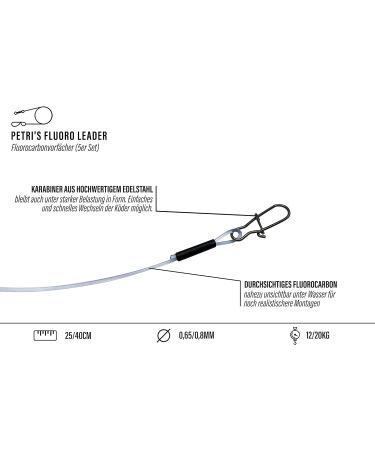 Buy PetrisCatch Fluorocarbon Leaders Set for Pike Fishing | 5pcs 25cm/40cm 12kg/20kg - Durable Snap Hook | International Shipping Available - Buy Online on GoSupps.com