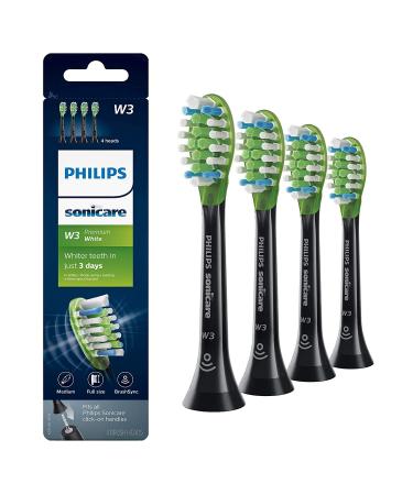 Philips Sonicare Genuine W3 Premium White Replacement Toothbrush Heads, 4 Brush Heads, Black, HX9064/95 4 Black