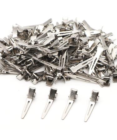 100pcs 4.5cm Single Prong Curl Clips Silver Section Clips Metal Alligator Hair Pins Clips for Hair Extension 100 Count (Pack of 1)