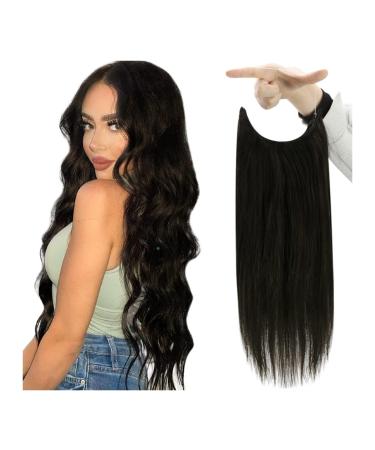 Hair Extensions Invisible Wire Hair Extensions 1 Piece Fish Line Human Hair Extension With Clip Brazilian Straight Natural Remy Hair Clip In Hairpiece For Women Hair Pieces(20 INCHES) 20 INCHES Color 1B
