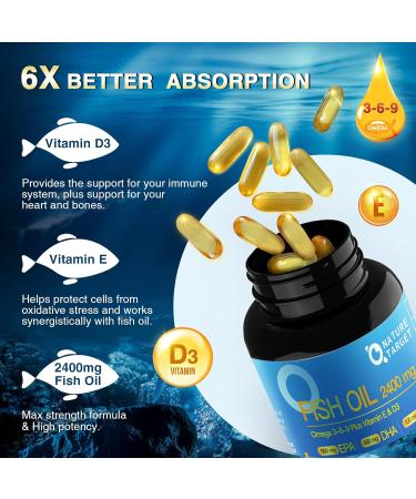 NATURE TARGET Triple Omega 3 6 9 Fish Oil 2400mg - 120 SoftGels  - Buy Online on GoSupps.com