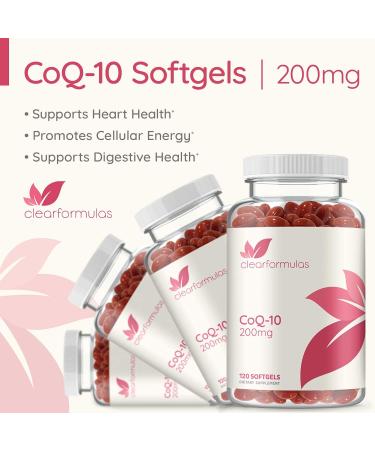 ClearFormulas Pure CoQ10 200mg - 120 Non-GMO Softgels for Quick Absorption | Fast International Shipping - Buy Online on GoSupps.com