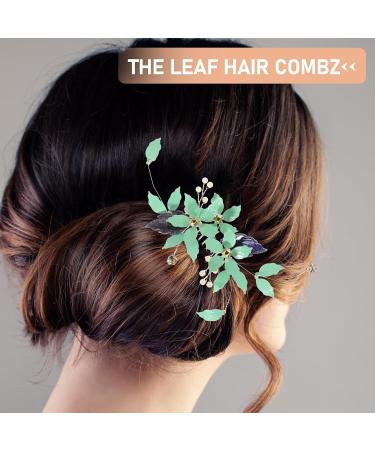 Uonlytech Comb Hair Comb Metal Flower Hair Comb Bride Wedding Hair Comb Crystal Wedding Hair Side Comb Rhinestone Bridal Hair Comb for Brides Women Girls(Green) Pearl Hair Rhinestone - Buy Online on GoSupps.com