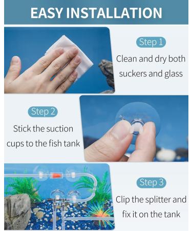 Pawfly 2-Way Aquarium Air Flow Control Valve Distributor - Multi-Port T-Shape & Straight Connector with 1 Check Valve & 4 Suction Cup Clips for Fish Tanks - Buy Online on GoSupps.com