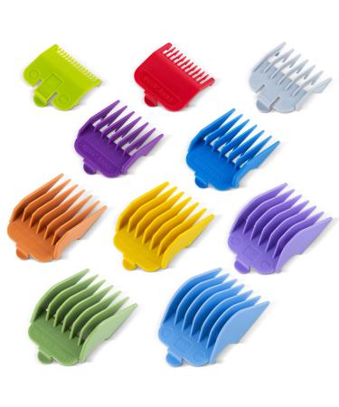 BESTBOMG Professional Hair Clipper Guards Guide Combs, 10 Color Hair Clipper Cutting Guides/Combs Attachment - From 1/16 Inch to 1 Inch, Compatible with Most Wahl Clippers 10 Color Basic