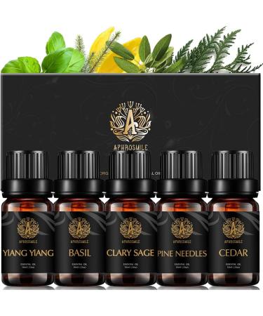 100% Pure Cedar Essential Oil Set for Diffuser Aromatherapy Ylang Ylang Essential Oil Kit for Home 5x10ml 100% Pure Basil Essential Oils Set - Clary Sage Pine Needles Oils for Air Freshener - Buy Online on GoSupps.com